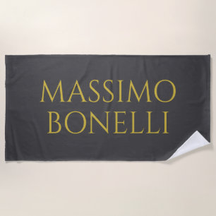 Grey & Gold Modern Minimalist Elegant Your Name Beach Towel