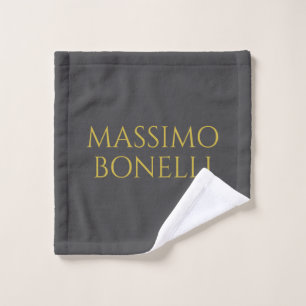 Grey & Gold Modern Minimalist Elegant Your Name Wash Cloth
