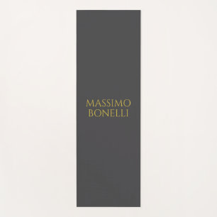 Grey & Gold Modern Minimalist Elegant Your Name Yoga Mat