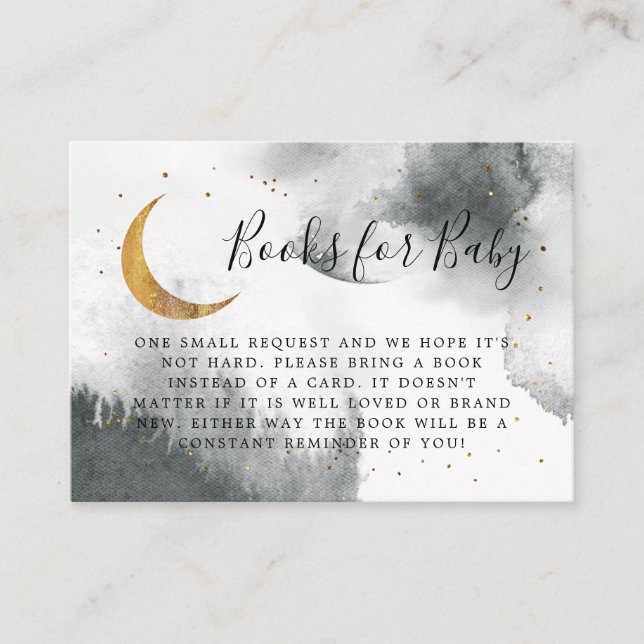 Grey Gold Over The Moon Book Request Enclosure Card (Front)