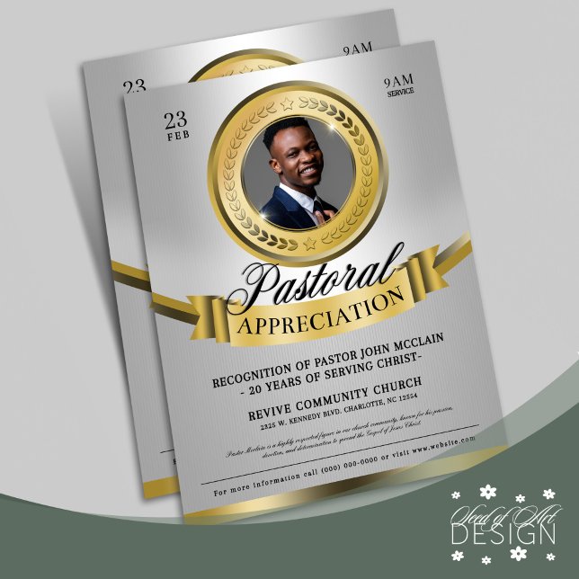Grey & Gold Pastoral Appreciation Recognition Flyer (Creator Uploaded)