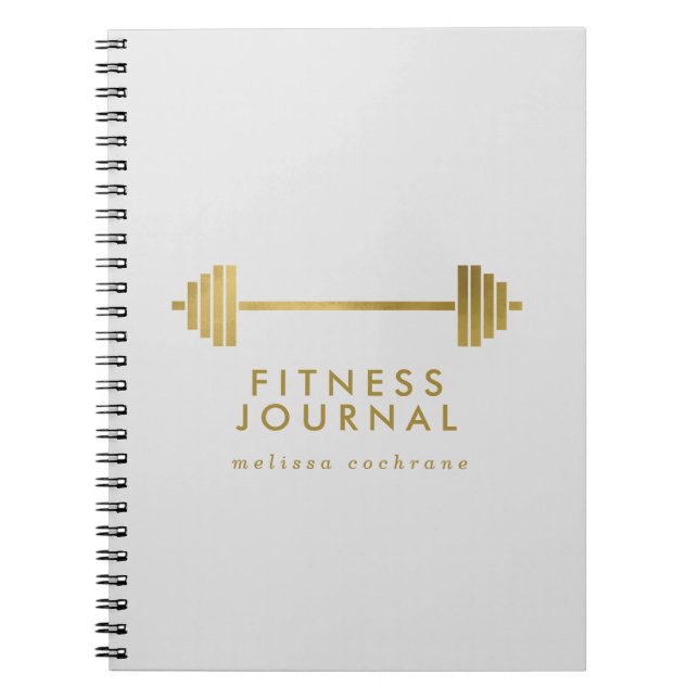 Grey & Gold Personalised Fitness Journal (Front)