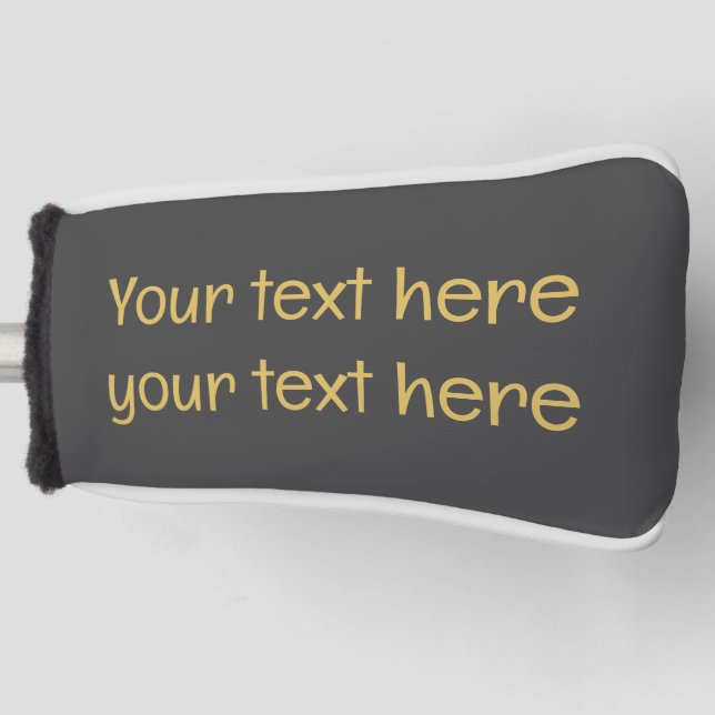 Grey Gold Professional Trendy Minimalist Own Text Golf Head Cover (Front)