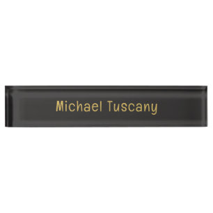 Grey Gold Professional Trendy Minimalist Own Text Nameplate
