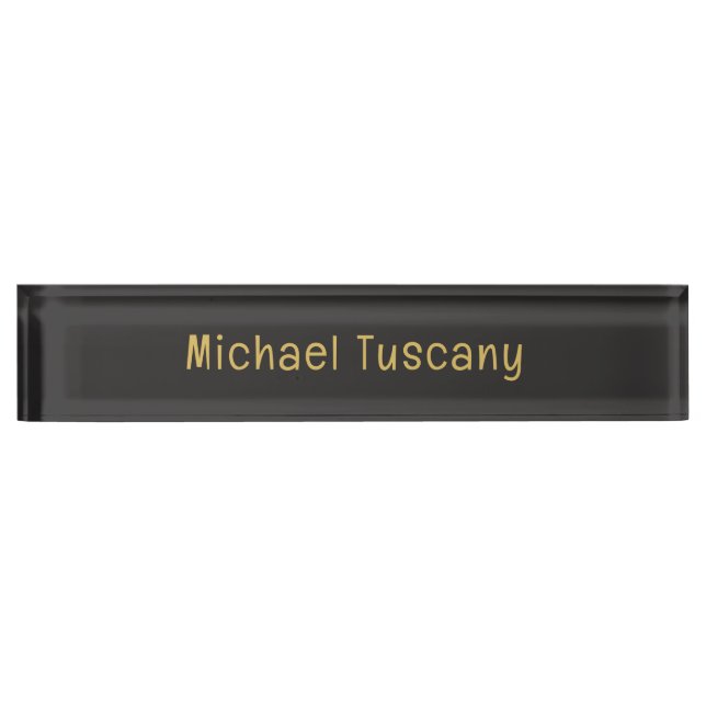 Grey Gold Professional Trendy Minimalist Own Text Nameplate (Front)