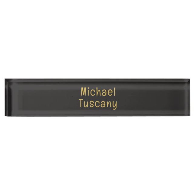 Grey Gold Professional Trendy Minimalist Own Text Nameplate (Front)