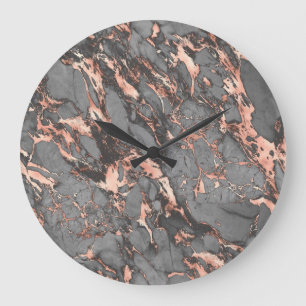 Grey gold rose marble modern design large clock