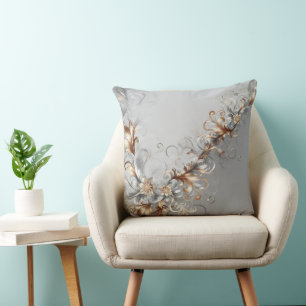Grey, Gold & Silver Modern Decorative Pillow