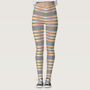 Grey & gold striped leggings - yoga pants