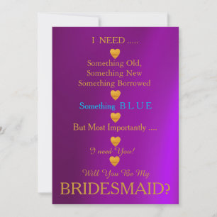 Grey & Gold with Heart Will You Be my Bridesmaid I Invitation