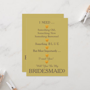 Grey & Gold with Heart Will You Be my Bridesmaid Invitation