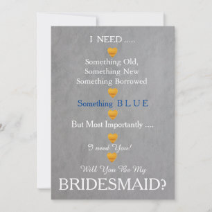 Grey & Gold with Heart Will You Be my Bridesmaid Invitation