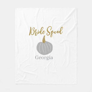 Grey golden pumpkin fall bride squad modern fleece blanket