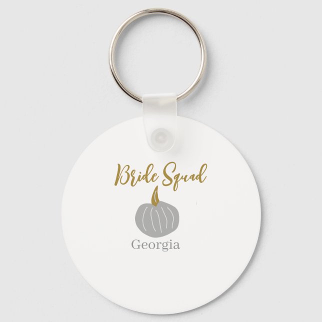 Grey golden pumpkin fall bride squad modern  key ring (Front)
