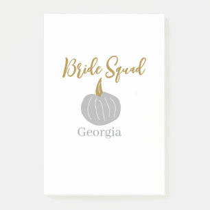 Grey golden pumpkin fall bride squad modern post-it notes