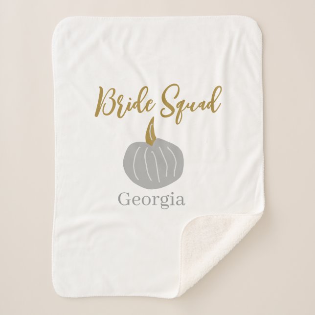 Grey golden pumpkin fall bride squad modern  sherpa blanket (Front)