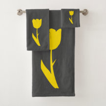Grey Golden Yellow Tulip Dark Grey Big Floral Cute