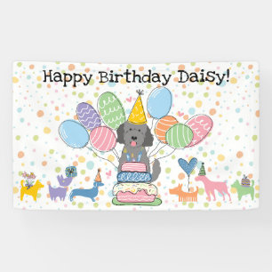 Grey Goldendoodle Dog Birthday Party Banner