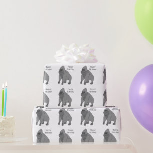 Grey Gorilla Birthday Wrapping Paper