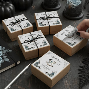 Grey Gothic Baby Shower Rocking Horse Thank You Square Sticker