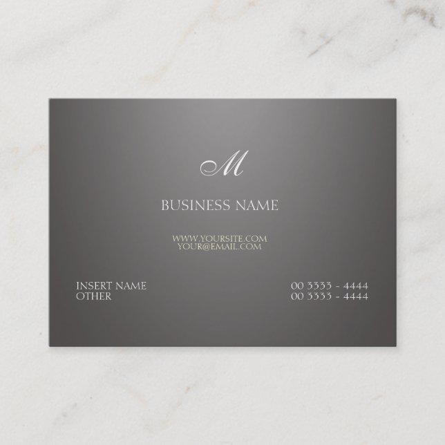 Grey Gradient and Monogram Business Card (Front)
