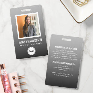 Grey Gradient Employee ID Badge