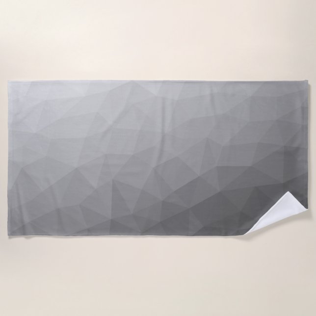 Grey Gradient Geometric Mesh Pattern Beach Towel (Front)