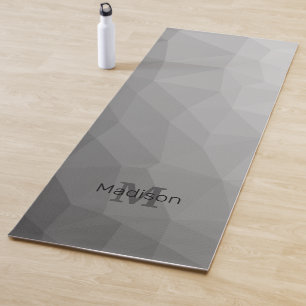Grey Gradient Geometric Mesh Pattern Monogram Yoga Mat