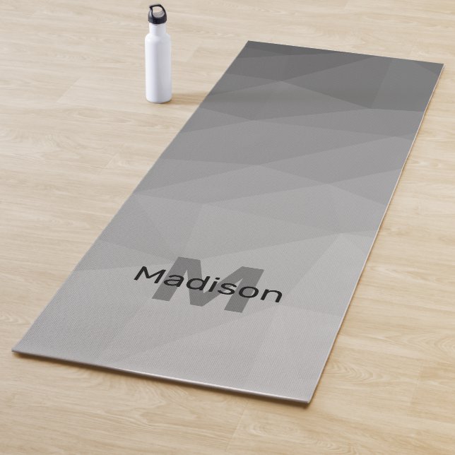 Grey Gradient Geometric Mesh Pattern Monogram Yoga Mat (In Situ)