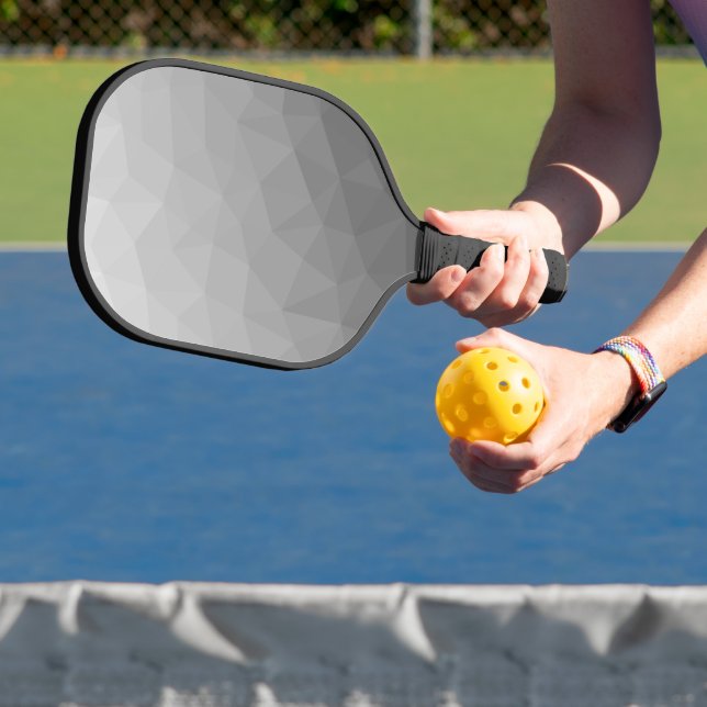 Grey Gradient Geometric Mesh Pattern Pickleball Paddle (Insitu)