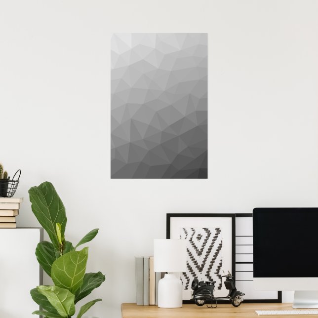 Grey Gradient Geometric Mesh Pattern Poster (Home Office)