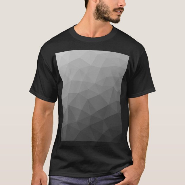 Grey Gradient Geometric Mesh Pattern T-Shirt (Front)