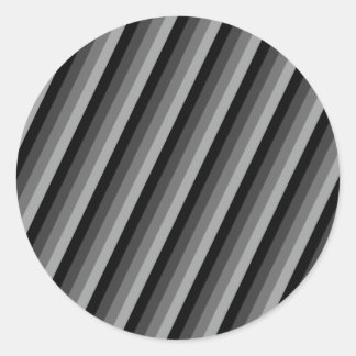 Grey Gradient Striped Pattern Classic Round Sticker