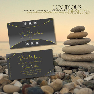 Grey Gradient with Gold Decor Sparkling Jewels Business Card