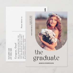 Grey Graduate Simple Type Photo Graduation Postcard