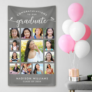 Grey Graduation K–12 Script Photo Collage Modern Banner
