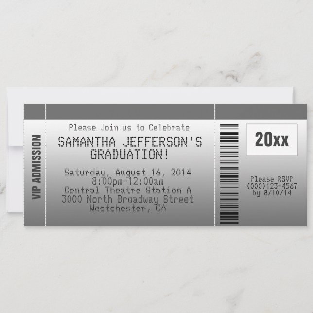 Grey Graduation Party Ticket Invitation (Front)