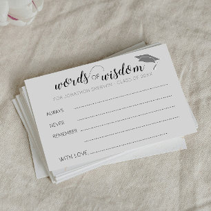 Grey Graduation Words of Wisdom Advice Graduate Card