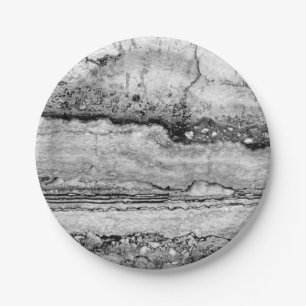 Grey Granite marble   abstract stone pattern   Paper Plate
