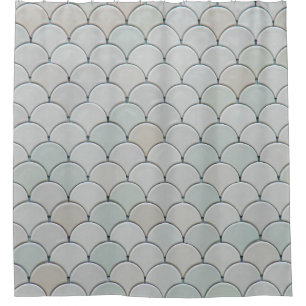 Grey graphic textile shower curtain