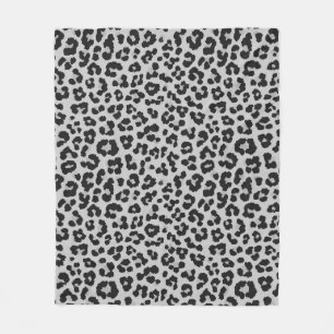Grey Gray Ash Leopard Cheetah Animal Print Pattern Fleece Blanket