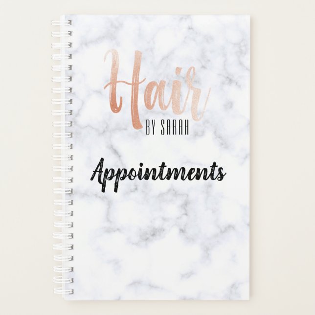 grey gray marble granite rose gold appointments planner (Front)
