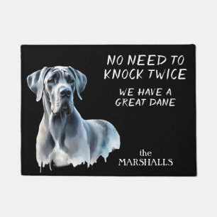 Grey Great Dane Dog Portrait No Need to Knock Doormat