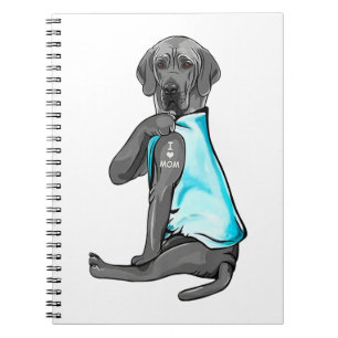 Grey Great Dane Tattoos I Love Mum Sitting Gift Notebook