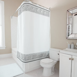 Grey Grecian Frieze Design Shower Curtain