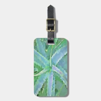 Grey Green Aloe Abstract Painting Luggage Tag