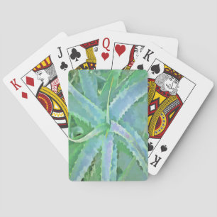 Grey Green Aloe Abstract Painting Playing Cards