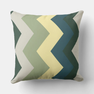grey green and teal chevron Pattern Cushion