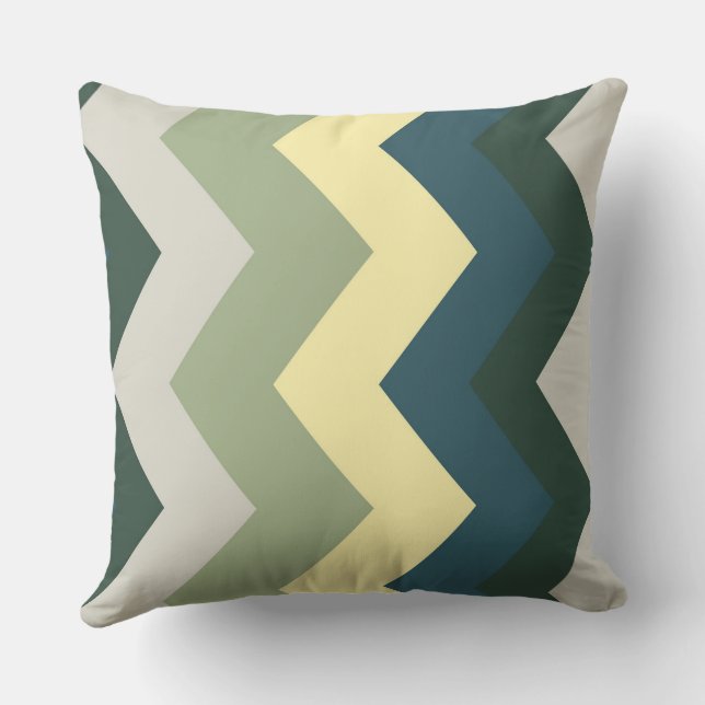 grey green and teal chevron Pattern Cushion (Back)