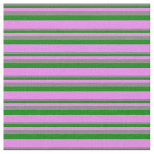 Grey, Green, and Violet Coloured Lines Pattern Fabric